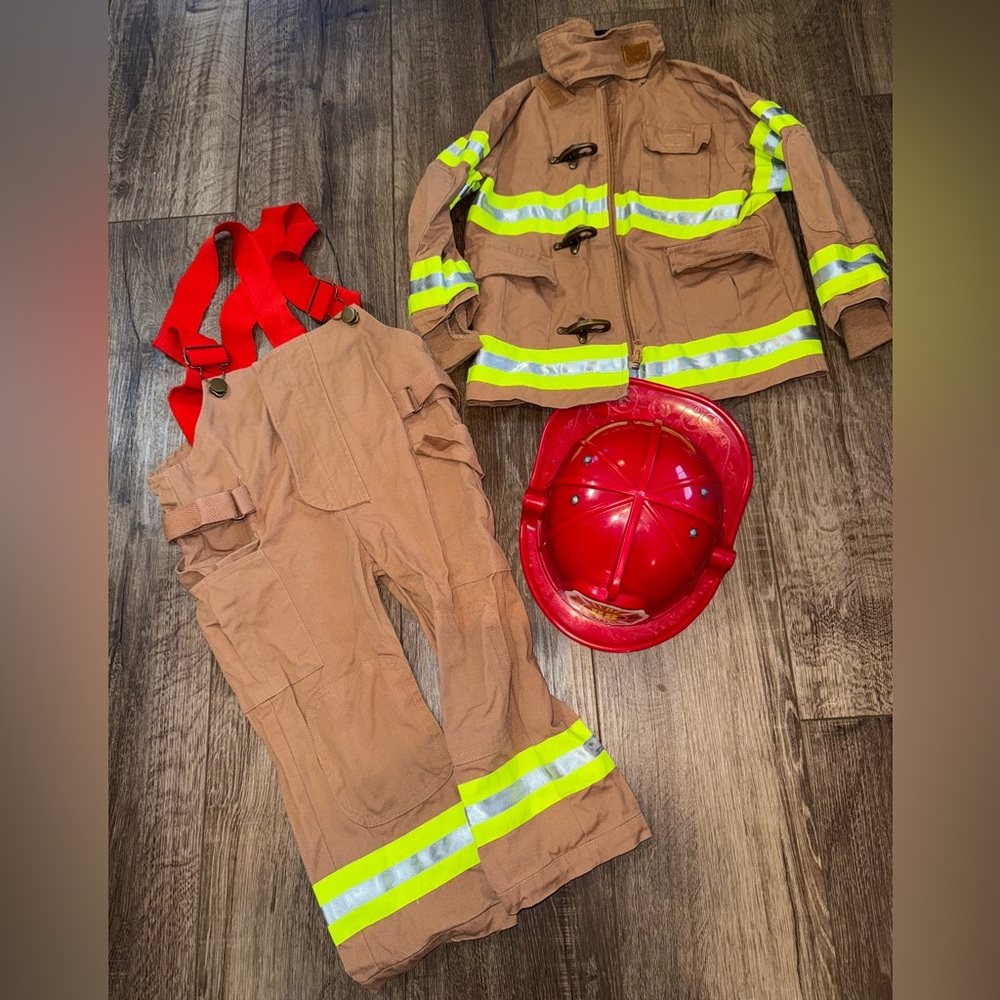 Kids Firefighter Costume with Red Helmet
